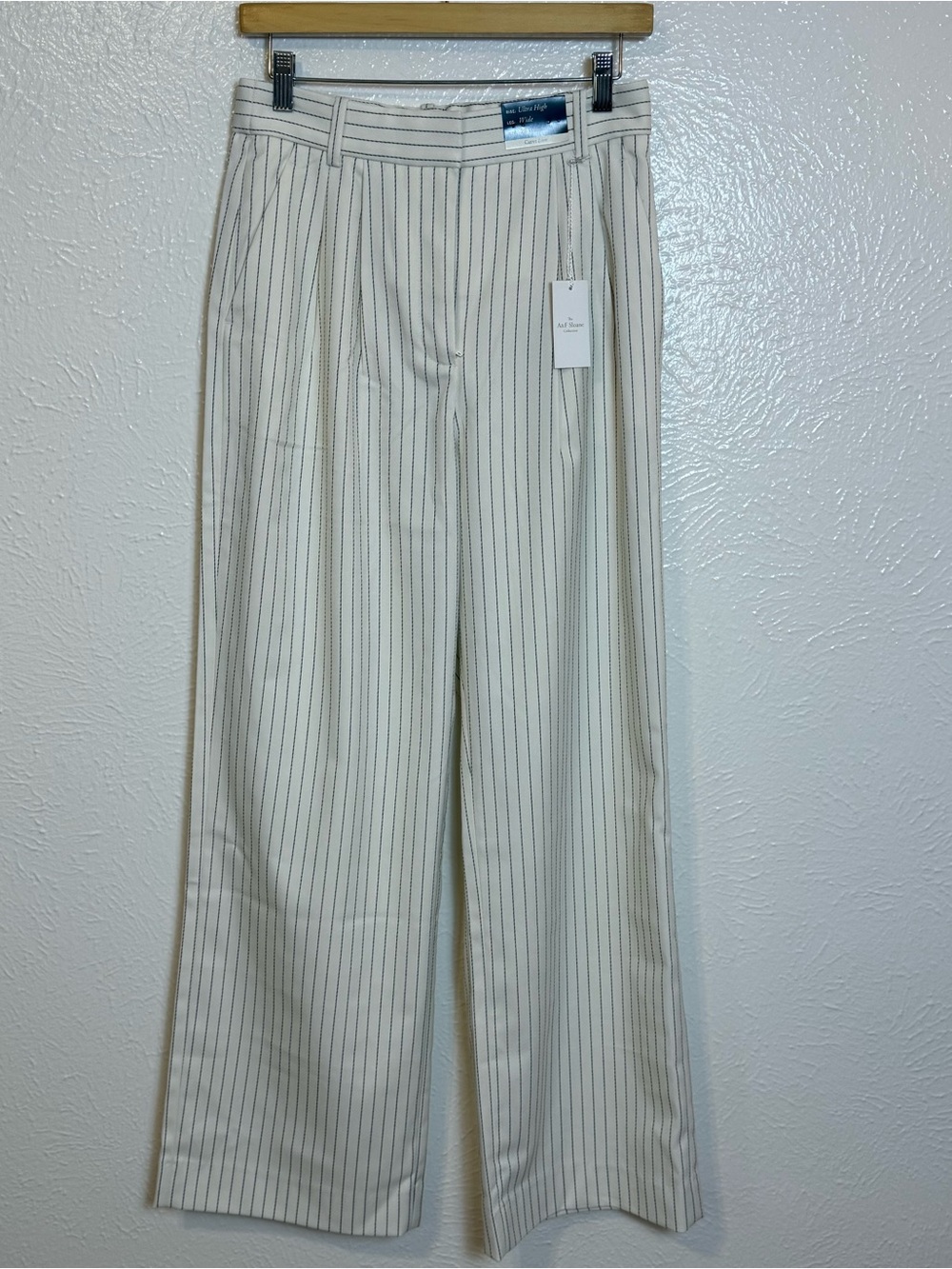 NWT Abercrombie Curve Love Sloane Tailored Wide Leg Pant Pinstripe 28 R